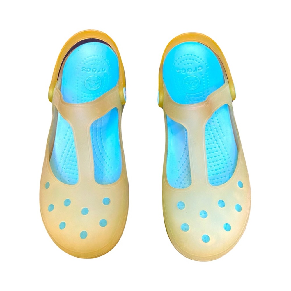 Crocs Carlie Mary Jane Women’s Size 8 Jelly Translucent Clogs Slingback Sandals
